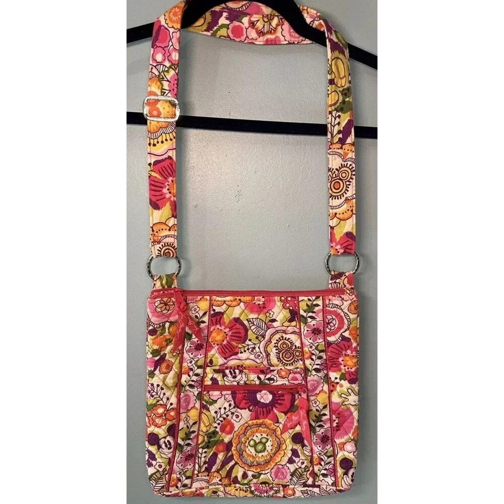 Disney Vera Bradley Mickey's Paisley Celebration Triple Zip Hipster Crossbody
